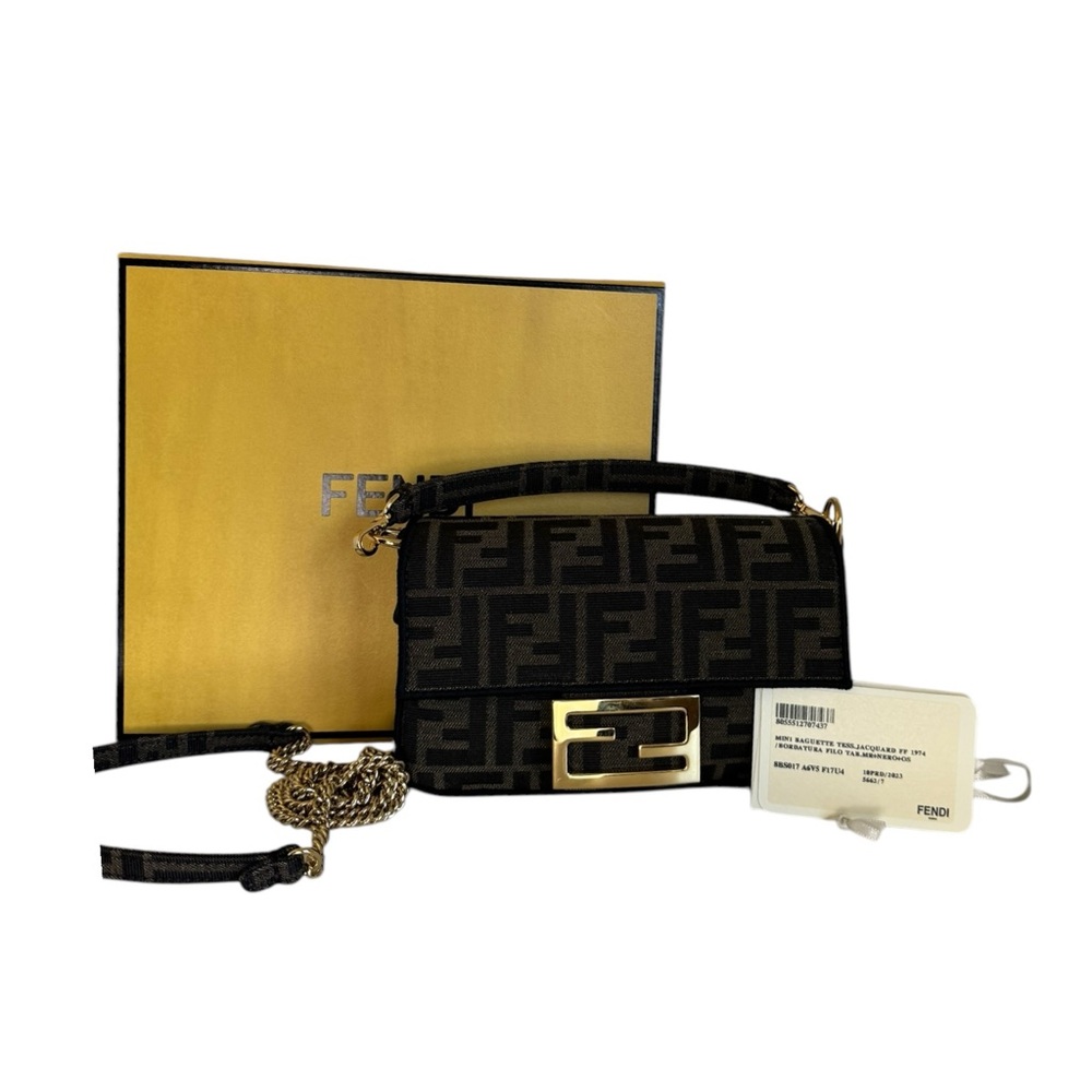 Fendi Gold and Brown Crossbody Bag with Elegant Design